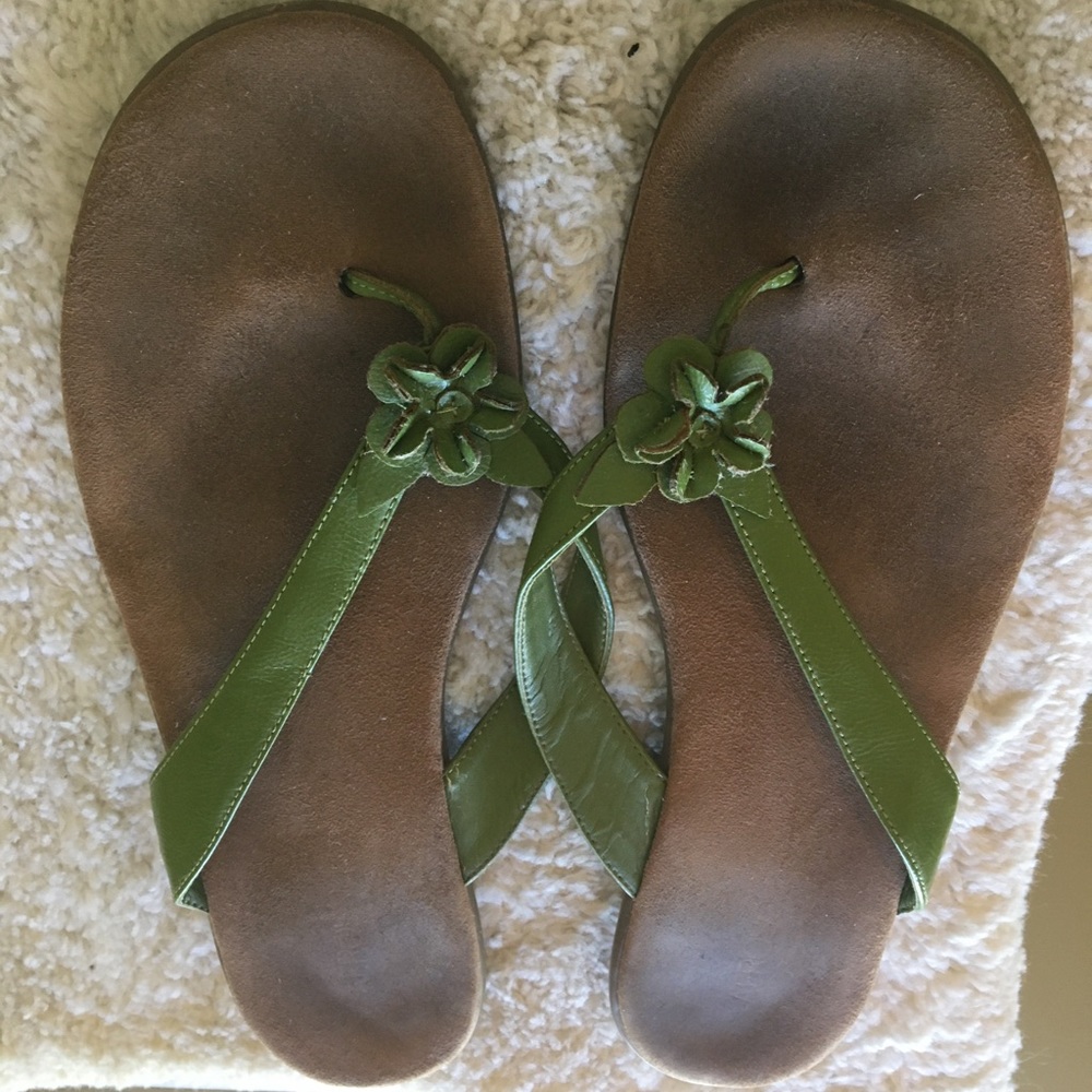 Lime Green Branchlet Floral Flip Flops